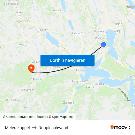 Meierskappel to Doppleschwand map