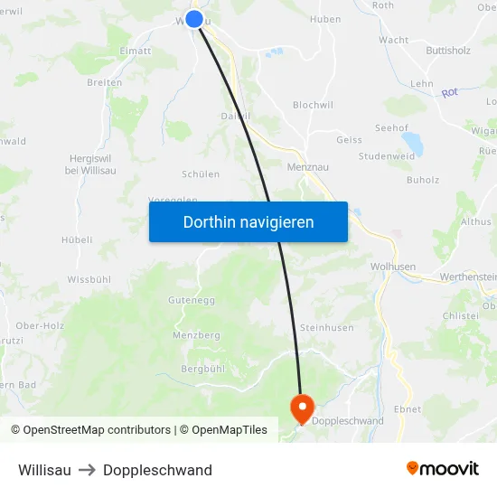 Willisau to Doppleschwand map