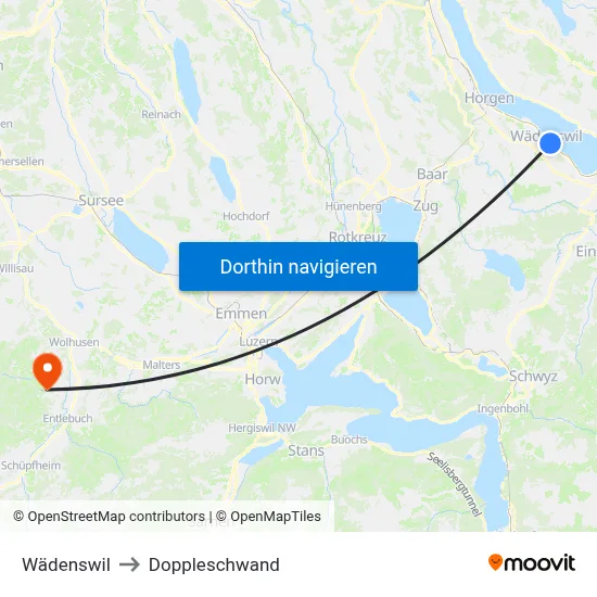 Wädenswil to Doppleschwand map