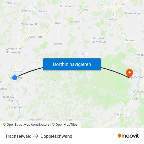 Trachselwald to Doppleschwand map