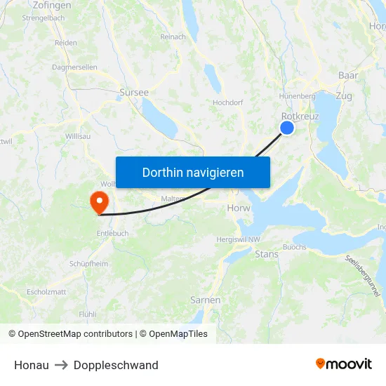 Honau to Doppleschwand map