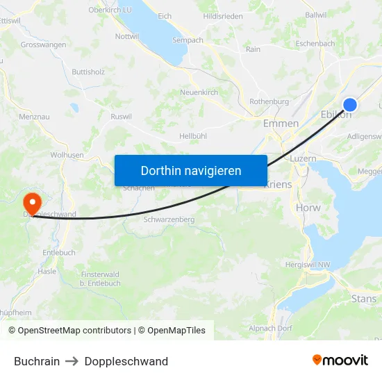 Buchrain to Doppleschwand map
