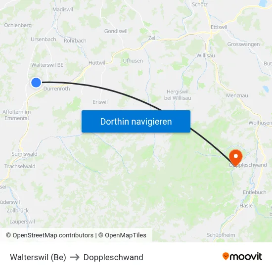 Walterswil (Be) to Doppleschwand map
