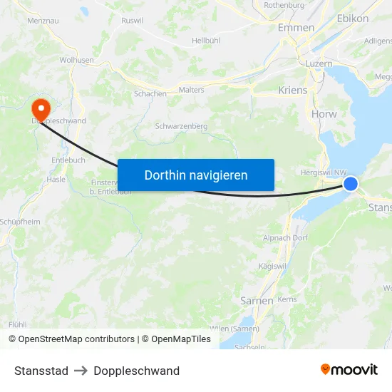 Stansstad to Doppleschwand map
