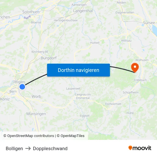 Bolligen to Doppleschwand map