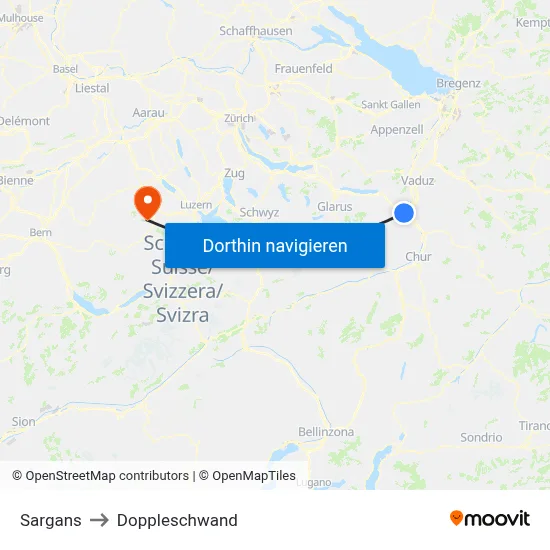 Sargans to Doppleschwand map