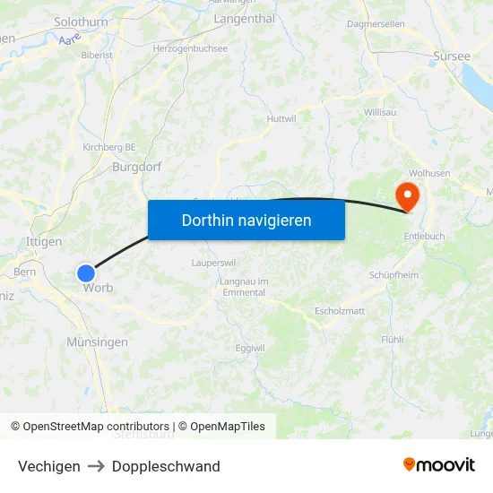 Vechigen to Doppleschwand map