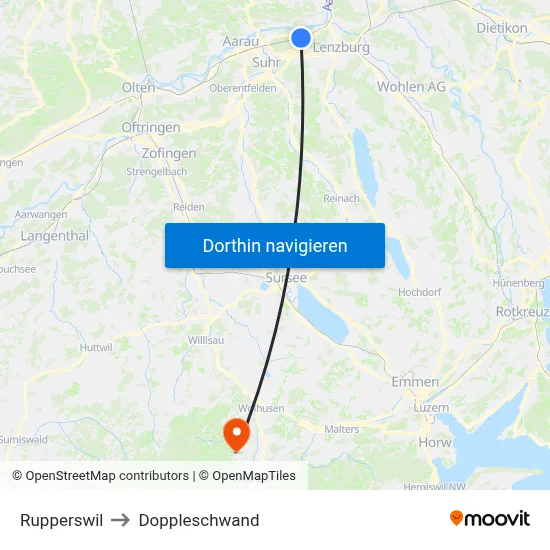 Rupperswil to Doppleschwand map