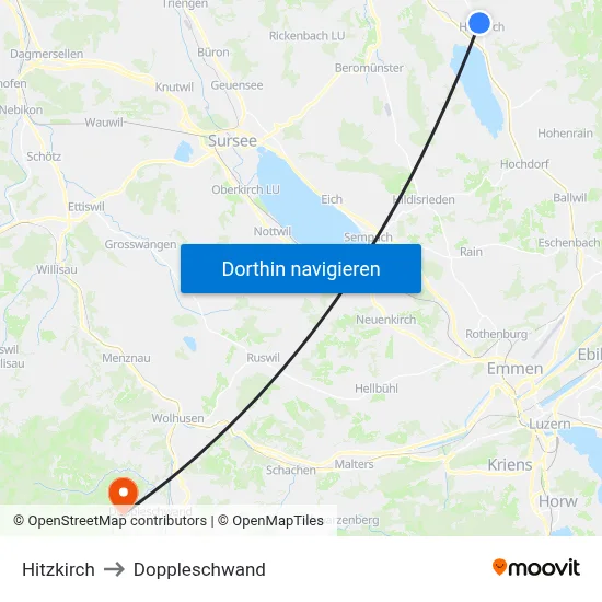Hitzkirch to Doppleschwand map