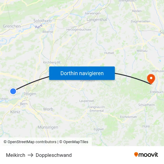 Meikirch to Doppleschwand map