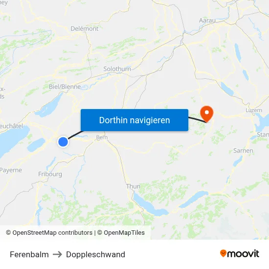 Ferenbalm to Doppleschwand map
