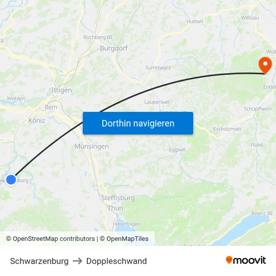 Schwarzenburg to Doppleschwand map