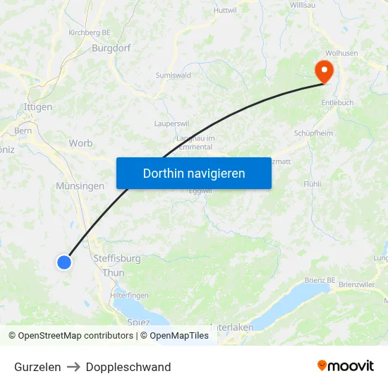 Gurzelen to Doppleschwand map