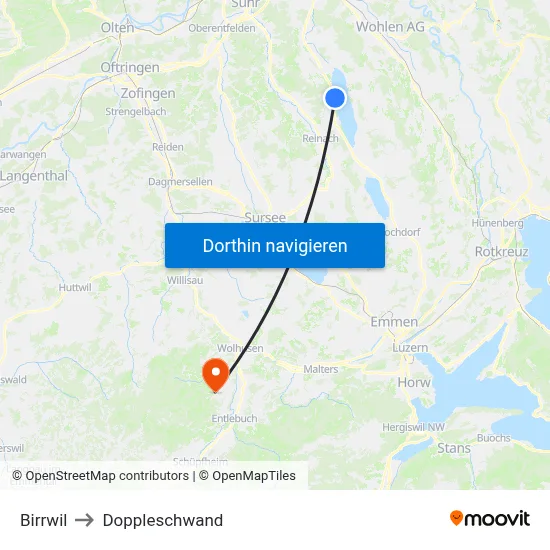 Birrwil to Doppleschwand map
