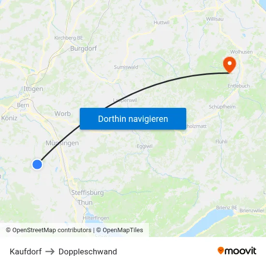 Kaufdorf to Doppleschwand map