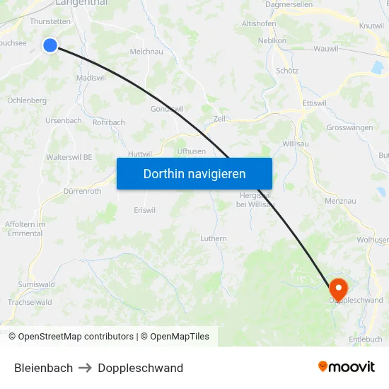 Bleienbach to Doppleschwand map
