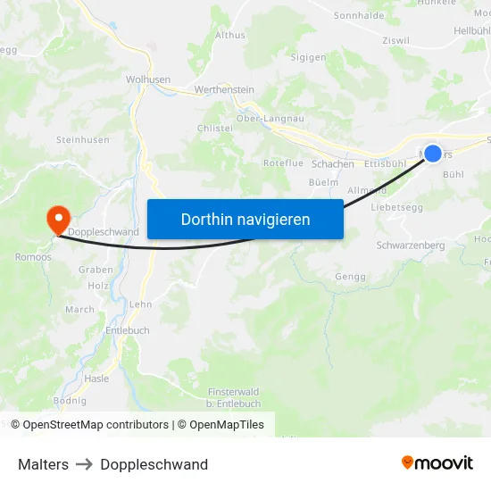 Malters to Doppleschwand map