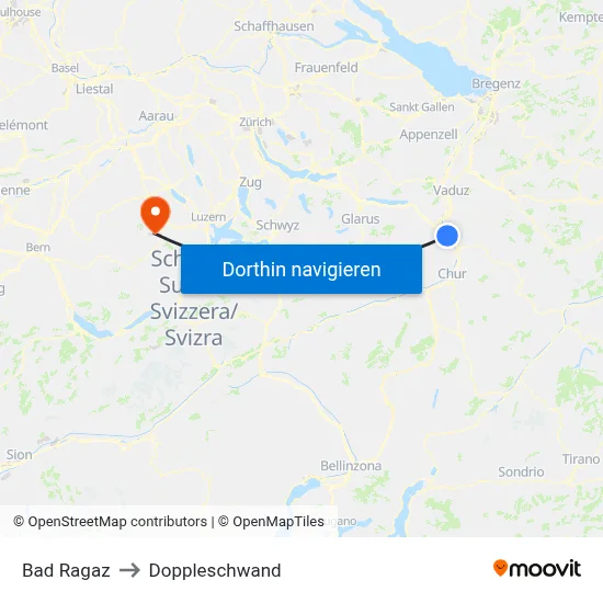 Bad Ragaz to Doppleschwand map