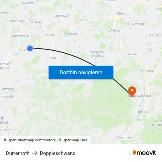 Dürrenroth to Doppleschwand map