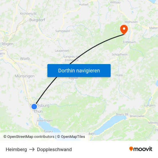 Heimberg to Doppleschwand map