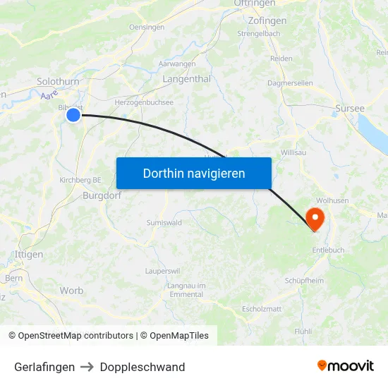 Gerlafingen to Doppleschwand map