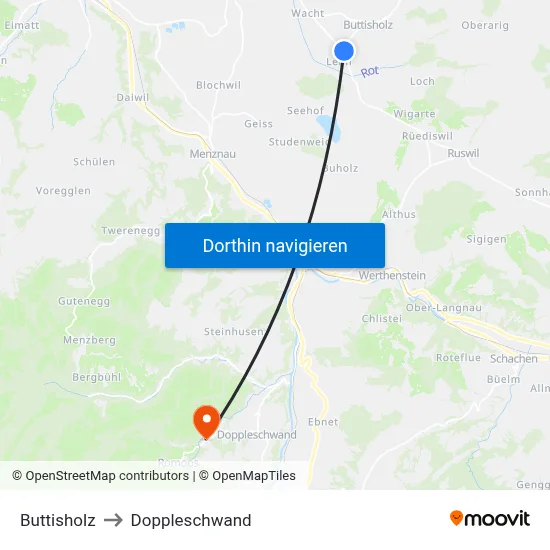 Buttisholz to Doppleschwand map