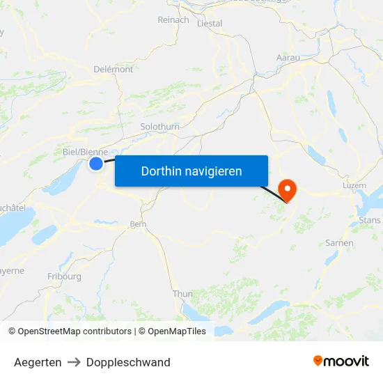 Aegerten to Doppleschwand map