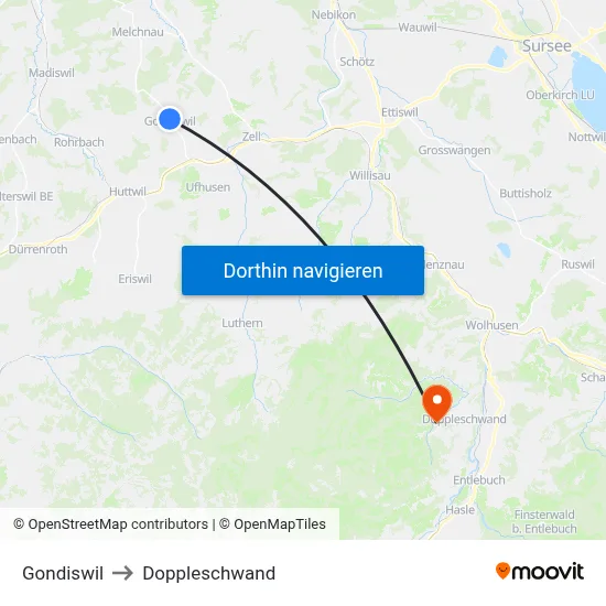 Gondiswil to Doppleschwand map