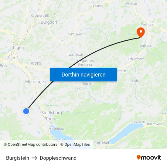 Burgistein to Doppleschwand map