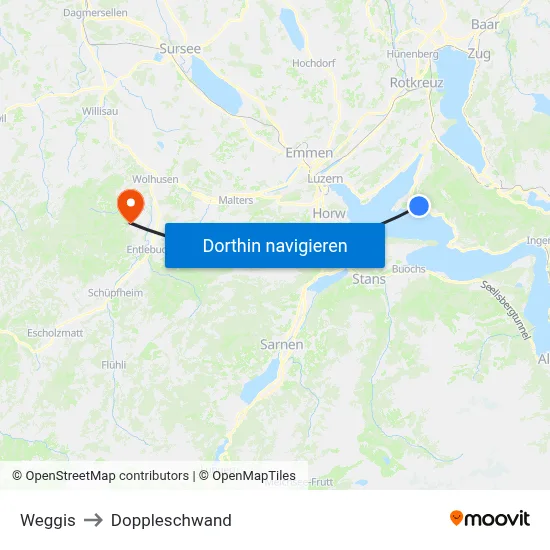 Weggis to Doppleschwand map