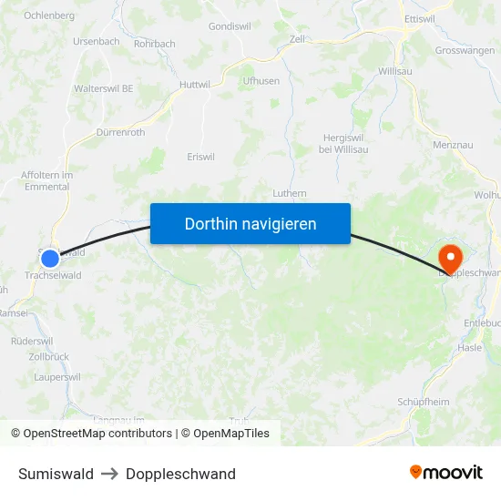 Sumiswald to Doppleschwand map