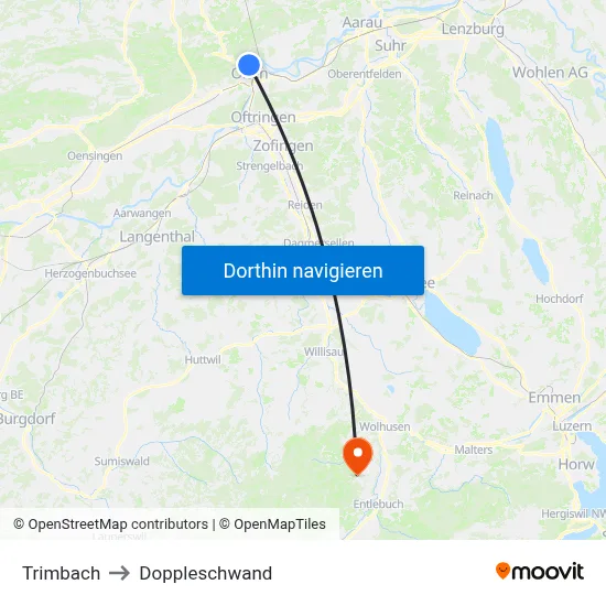 Trimbach to Doppleschwand map