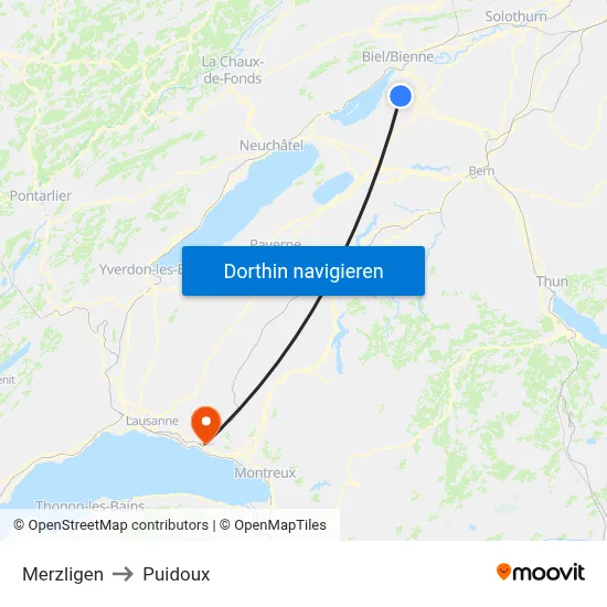 Merzligen to Puidoux map