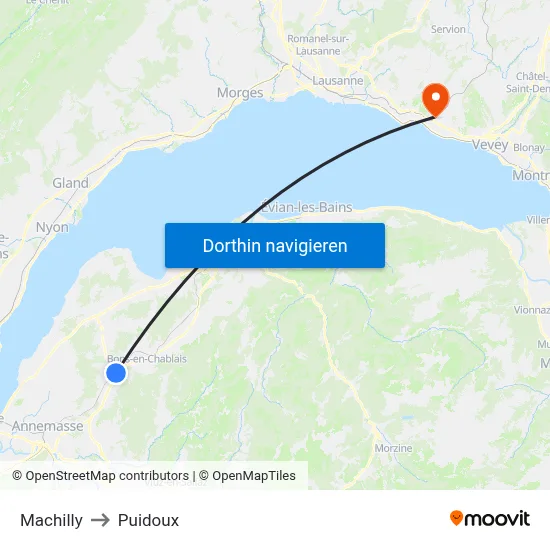 Machilly to Puidoux map