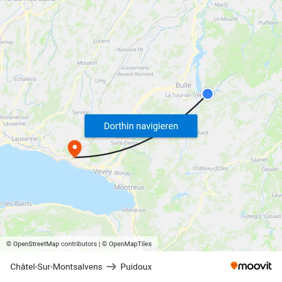 Châtel-Sur-Montsalvens to Puidoux map