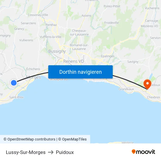 Lussy-Sur-Morges to Puidoux map