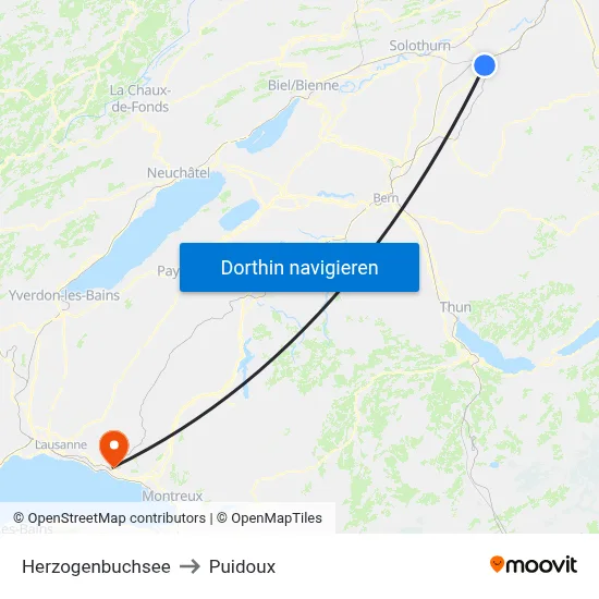 Herzogenbuchsee to Puidoux map