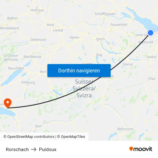 Rorschach to Puidoux map