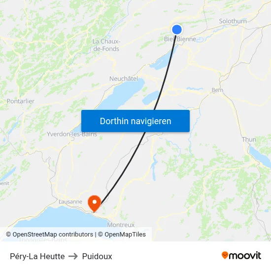 Péry-La Heutte to Puidoux map