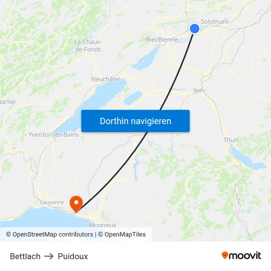 Bettlach to Puidoux map