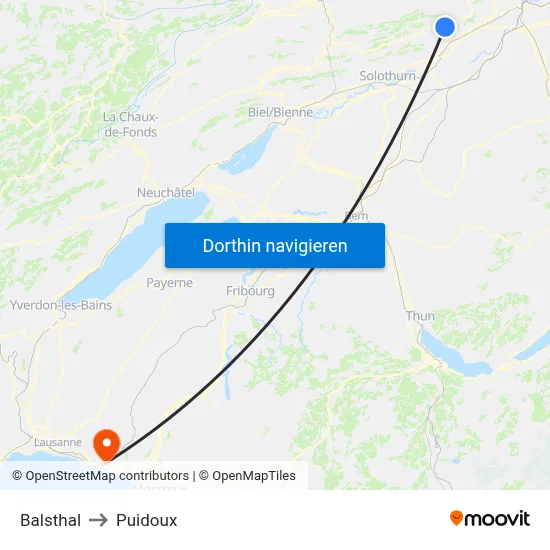 Balsthal to Puidoux map