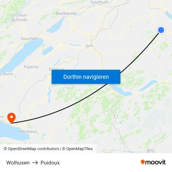 Wolhusen to Puidoux map