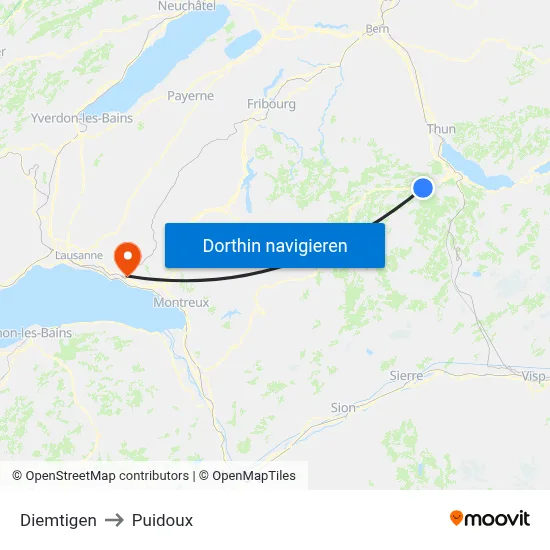 Diemtigen to Puidoux map