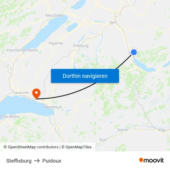 Steffisburg to Puidoux map