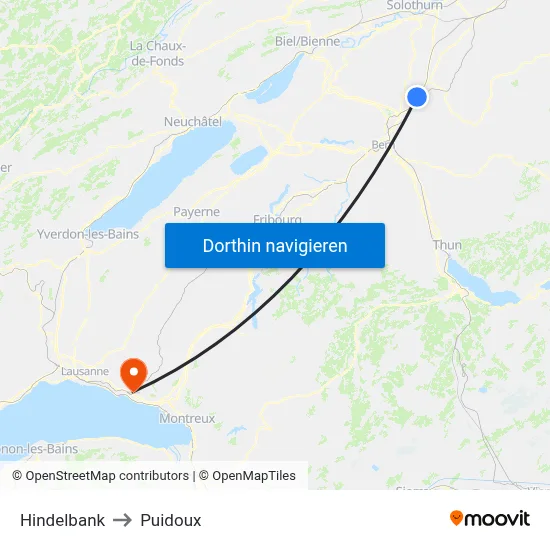 Hindelbank to Puidoux map