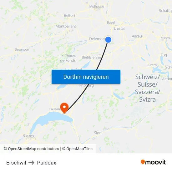Erschwil to Puidoux map