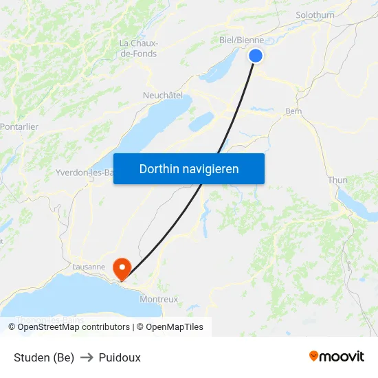 Studen (Be) to Puidoux map