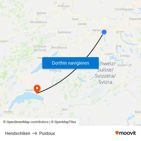 Hendschiken to Puidoux map