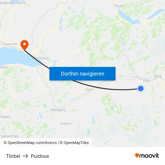 Törbel to Puidoux map