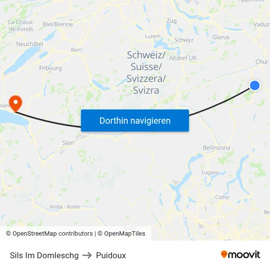 Sils Im Domleschg to Puidoux map